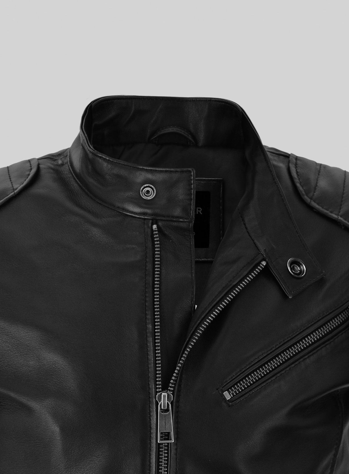 Marc Marquez Black Leather Jacket – close-up and worn views