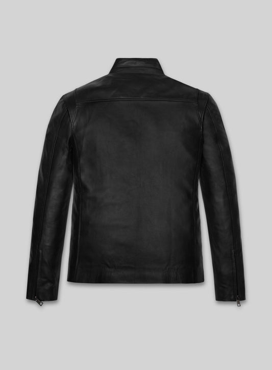 Mark Wahlberg The Other Guys Black Leather Jacket – back view