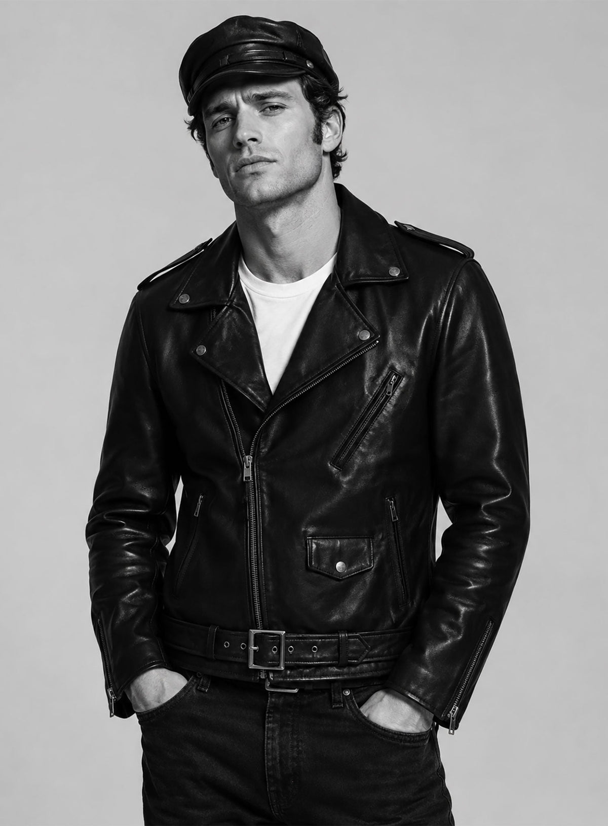 Marlon Brando The Wild One Black Biker Leather Jacket – worn look