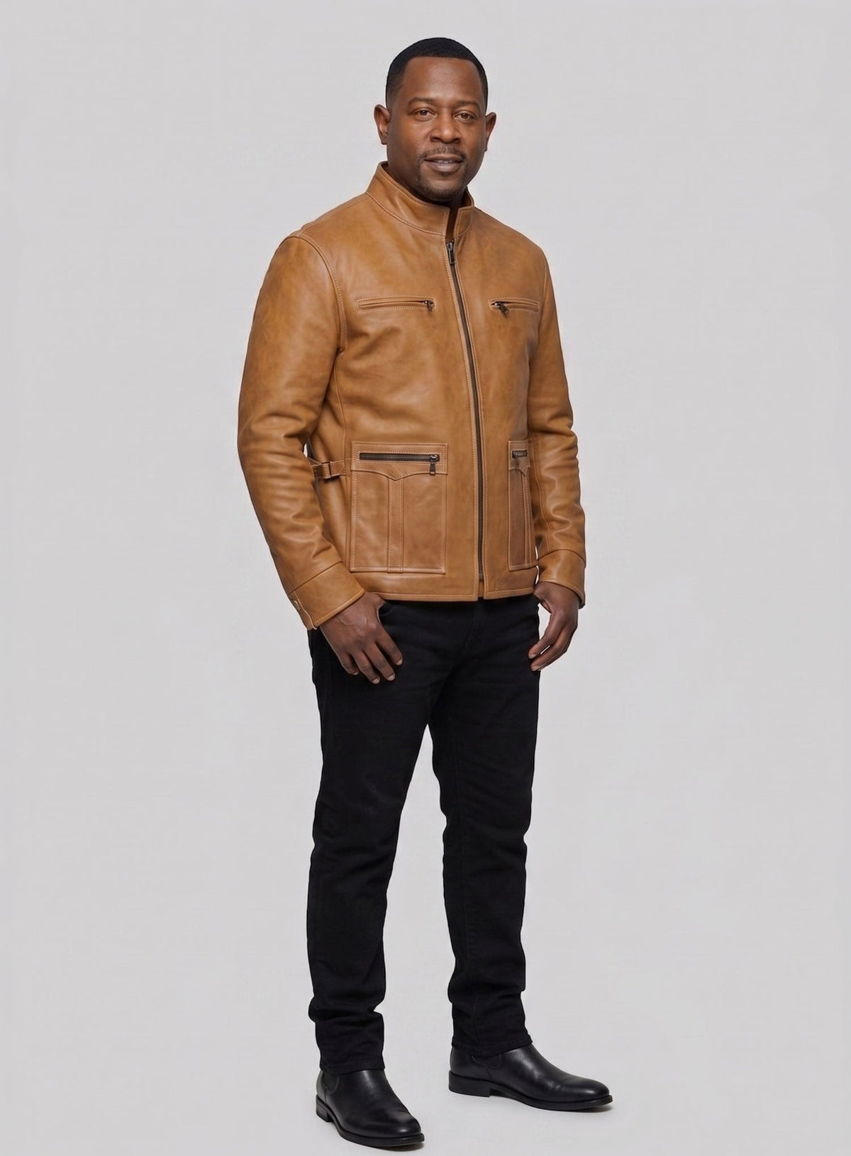 Martin Lawrence Tan Leather Jacket – worn look