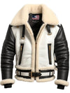 Men Aviator B3 Bomber Leather Jacket – Black & White