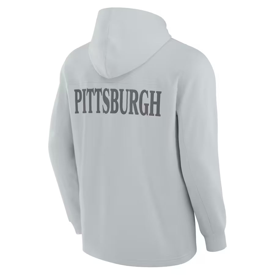 Pittsburgh Steelers FELT Gray Pullover Hoodie (Recreated Edition)