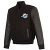 Miami Dolphins Black Wool/Leather Varsity Jacket