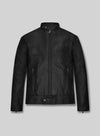 Michael Fassbender Cineworld Black Leather Jacket – front view