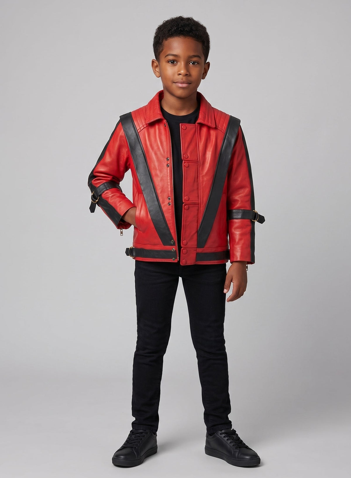 Michael Jackson Thriller Kids Red Leather Jacket – view 4