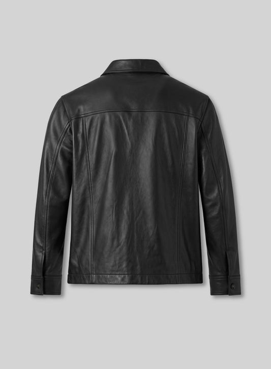 Nicholas Galitzine Black Leather Jacket – back view
