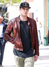 Nicholas Hoult Mad Max: Fury Road Black Leather Jacket – Nicholas Hoult celebrity photo in Mad Max: Fury Road