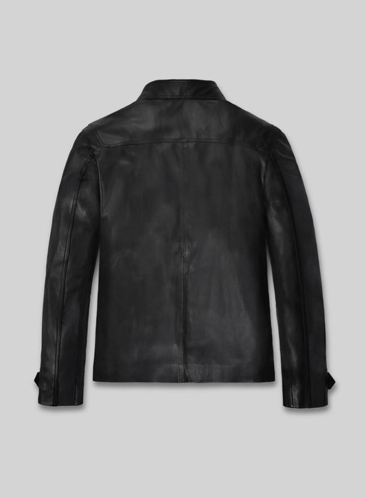 Paul Wesley Vampire Diaries Black Leather Jacket – back view
