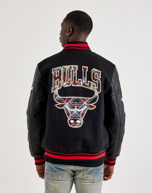 mens Pro Standard NBA Chicago Bulls Plaid Varsity Jacket
