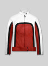 Rami Malek Bohemian Rhapsody Red & White Leather Jacket – front view