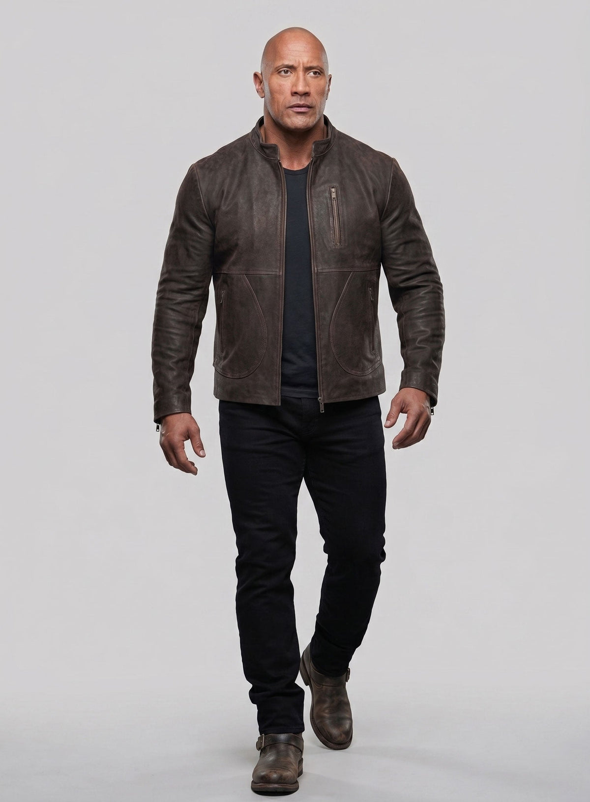 Rampage Dwayne Johnson Black Leather Jacket – full product view