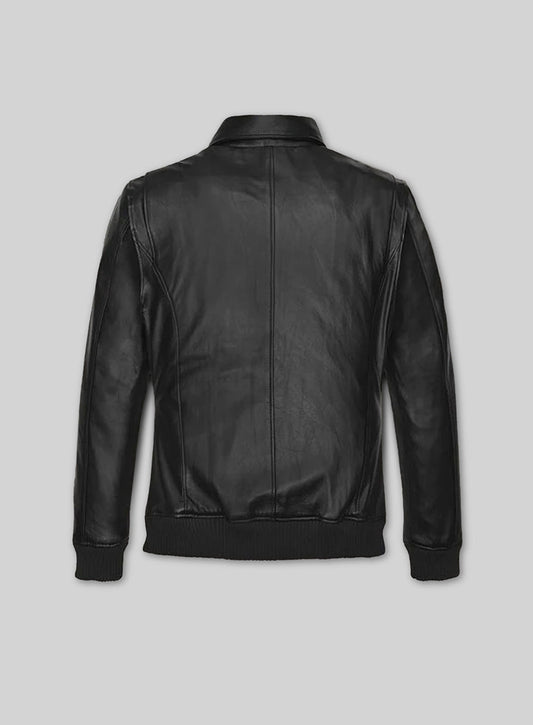 Robert Pattinson 2020 Paris Fashion Show Black Leather Jacket – back view