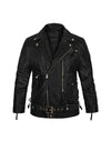 Terminator 2 Kids Black Faux Leather Biker Jacket front view