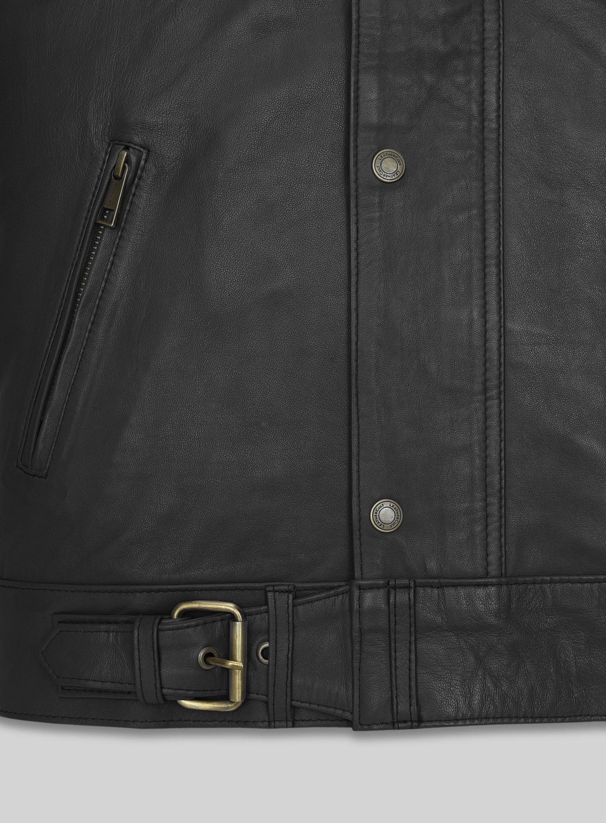The Expendables Lee Christmas Black Leather Jacket – close-up and worn views