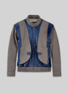 Tye Sheridan X-Men Apocalypse Gray & Blue Leather Jacket – front view