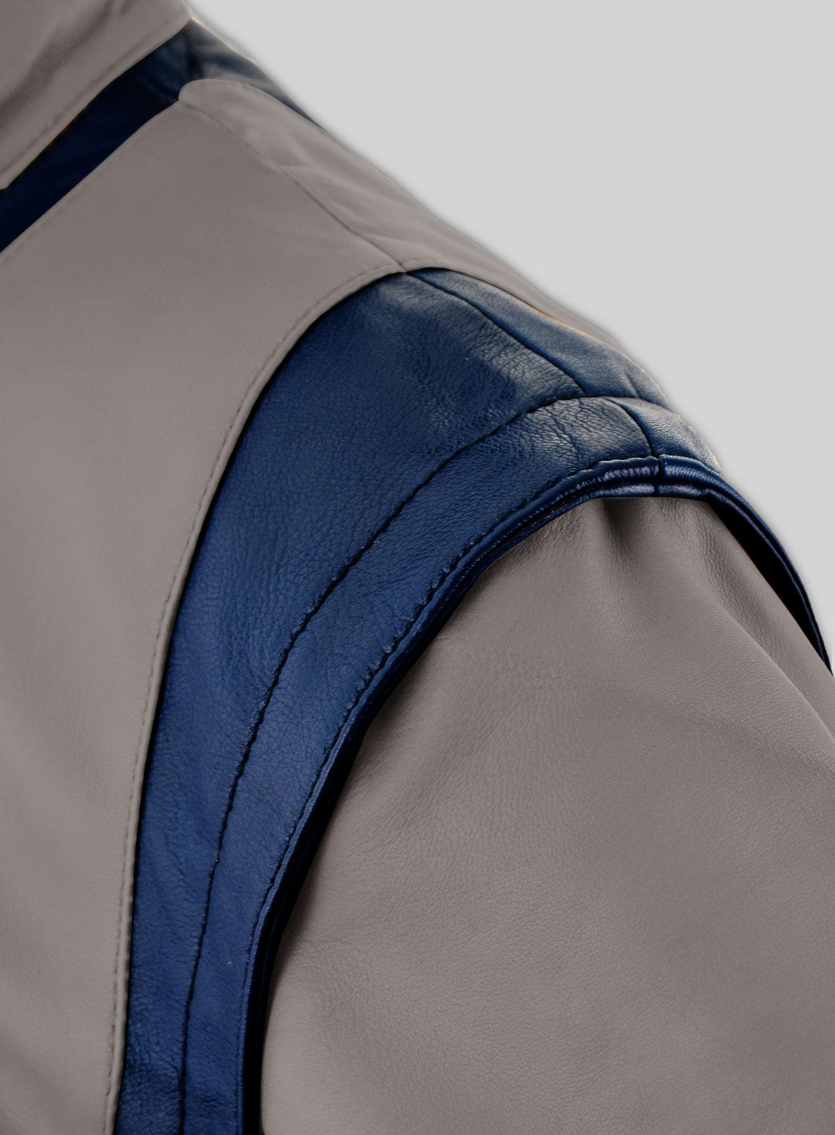 Tye Sheridan X-Men Apocalypse Gray & Blue Leather Jacket – full product view