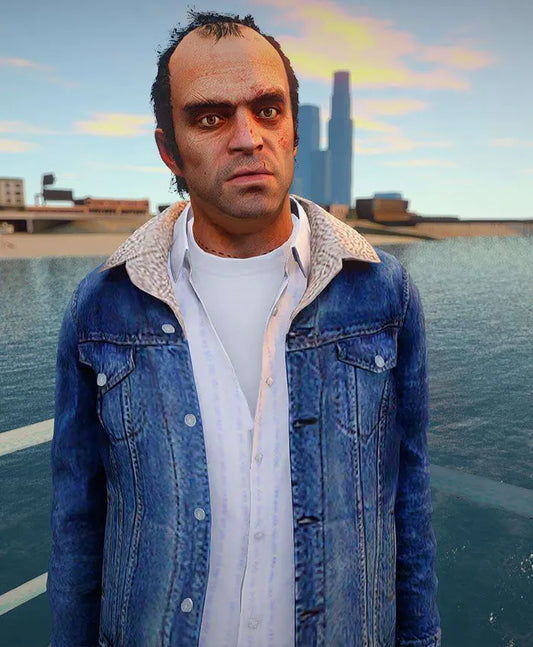 GTA 5 Trevor Philips Blue Denim Jean Jacket — view 2