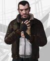 GTA IV Niko Bellic Brown Leather Bomber Jacket