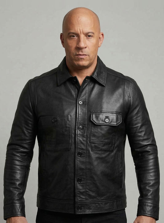 Vin Diesel Fast and Furious 8 Black Leather Jacket – alternate view