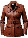 Women Brown Leather Coat