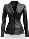 Women’s Black Leather Slim Fit Coat – Elegant & Tailored