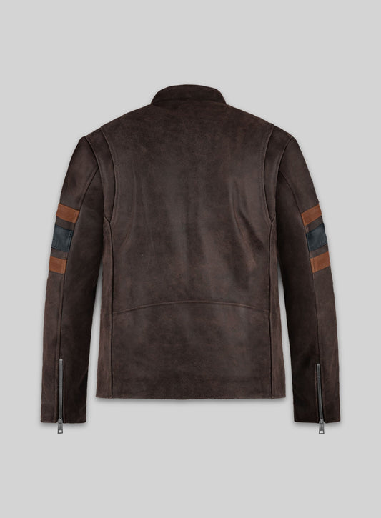 X-Men 3 Wolverine Brown Striped Leather Jacket – back view