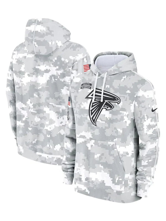 2024 Atlanta Falcons Arctic Camo Salute to Service Hoodie Recreated Edition