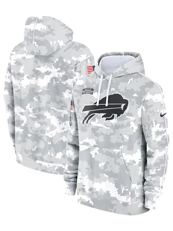 2024 Buffalo Bills Arctic Camo Salute to Service Hoodie Recreated Edition