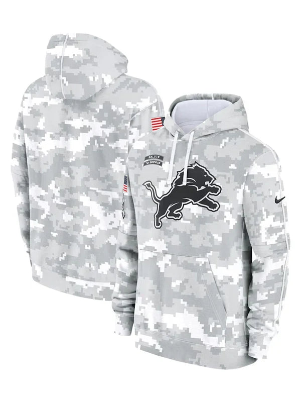 2024 Detroit Lions Arctic Camo Salute to Service Hoodie Recreated Edition