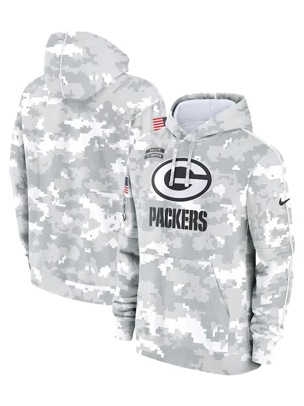 2024 Green Bay Packers Arctic Camo Salute to Service Hoodie Recreated Edition
