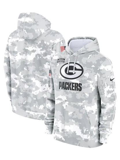 2024 Green Bay Packers Arctic Camo Salute to Service Hoodie Recreated Edition