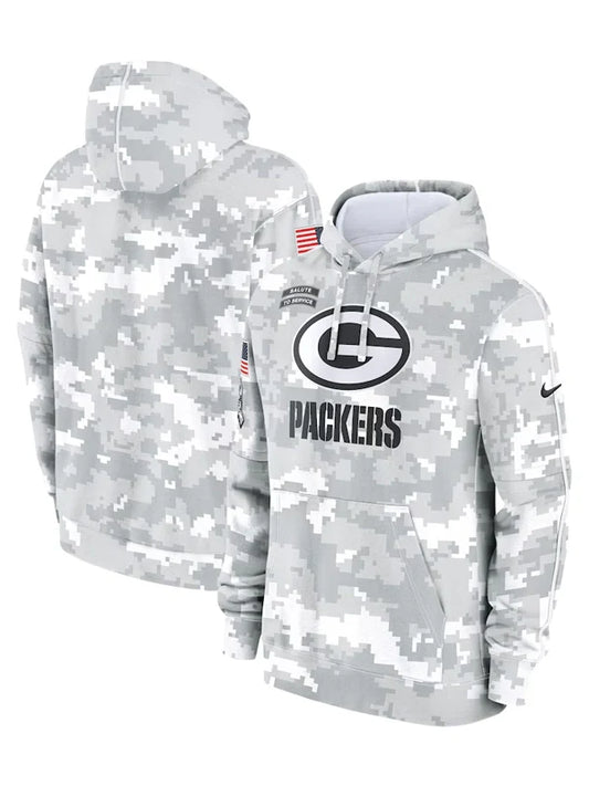 2024 Green Bay Packers Arctic Camo Salute to Service Hoodie Recreated Edition