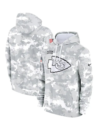 2024 Kansas City Chiefs Arctic Camo Salute to Service Hoodie Recreated Edition
