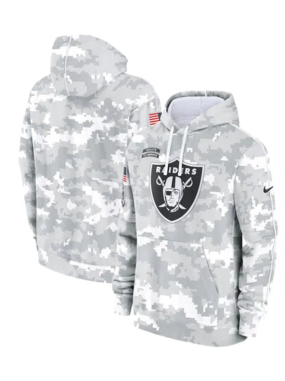 2024 Las Vegas Raiders Arctic Camo Salute to Service Hoodie Recreated Edition
