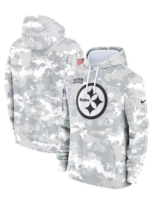 2024 Pittsburgh Steelers Arctic Camo Salute to Service Hoodie Recreated Edition