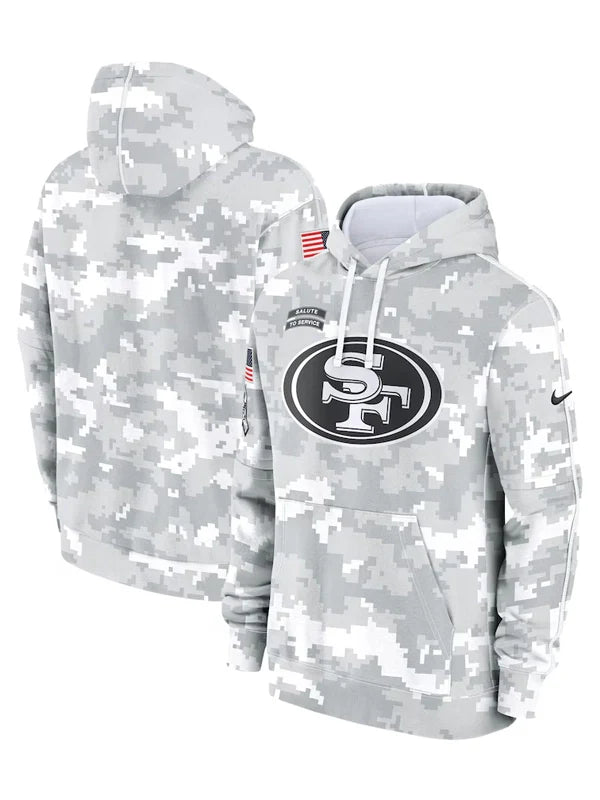 2024 San Francisco 49ers Arctic Camo Salute to Service Hoodie Recreated Edition