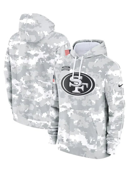 2024 San Francisco 49ers Arctic Camo Salute to Service Hoodie Recreated Edition