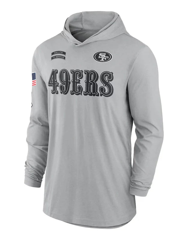 2024 San Francisco 49ers Salute to Service Long Sleeve Hooded T-Shirt