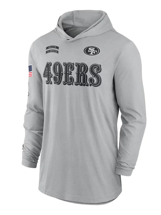 2024 San Francisco 49ers Salute to Service Long Sleeve Hooded T-Shirt
