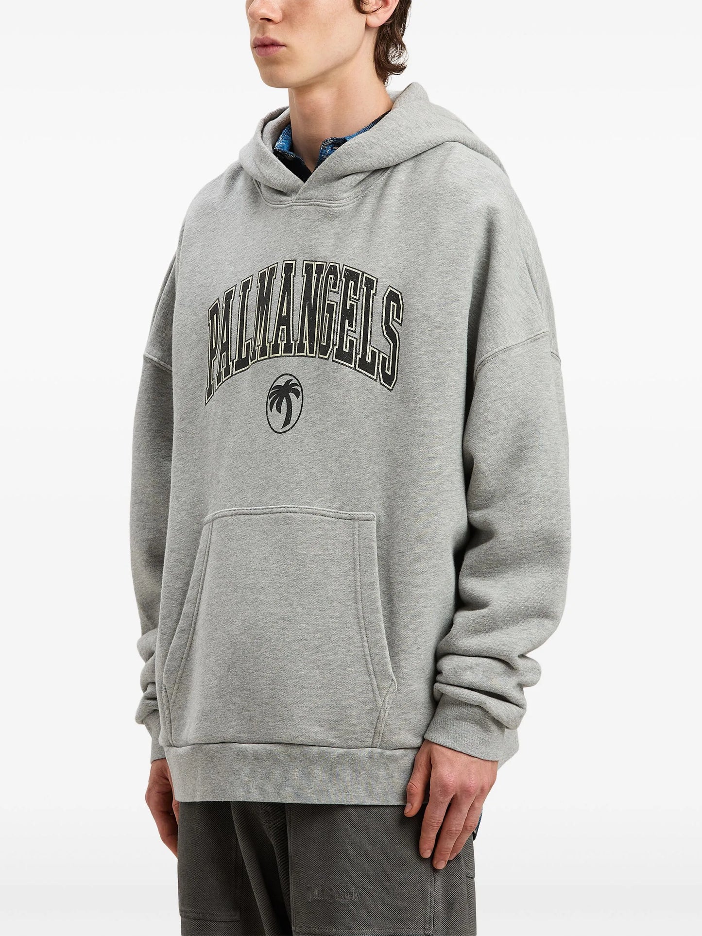 Palm Angels College Logo Oversized Hoodie – Grey Recreated Edition