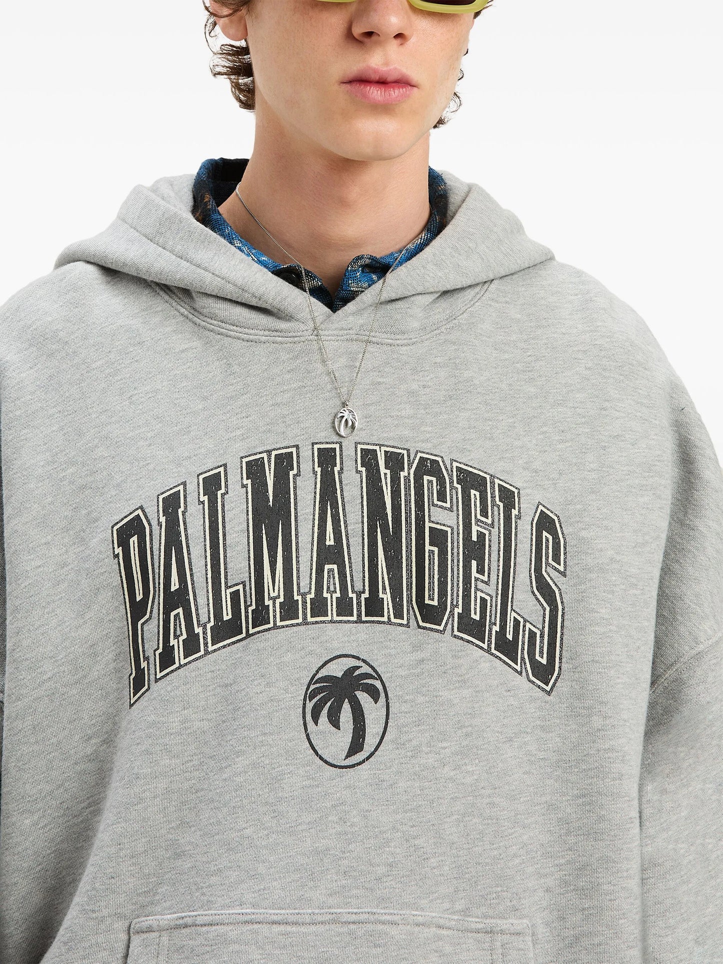 Palm Angels College Logo Oversized Hoodie – Grey Recreated Edition