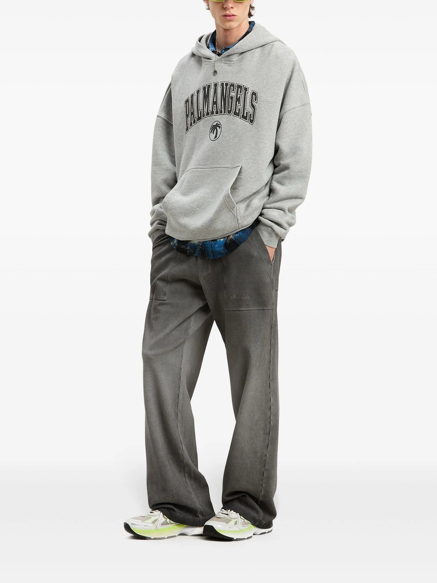 Palm Angels College Logo Oversized Hoodie – Grey Recreated Edition