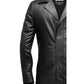 Men Black Long Leather Coat