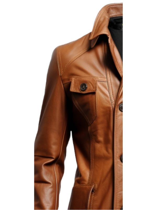 Men Vintage Hooded Leather Coat