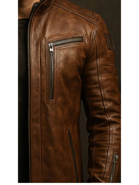 Yahya Leather Brown Long Coat – Men’s Premium Brown Long Leather Coat