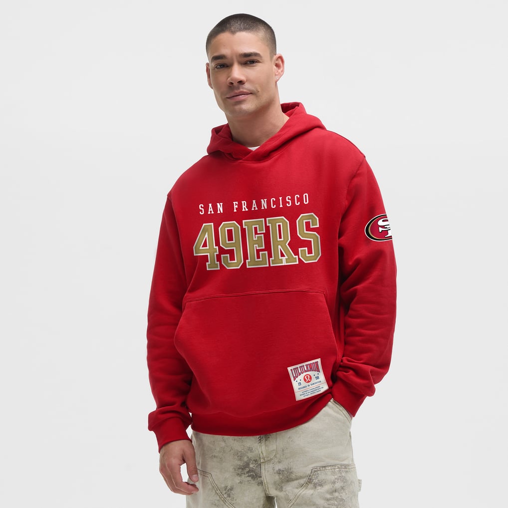 San Francisco 49ers inspired pullover hoodie in College Crimson