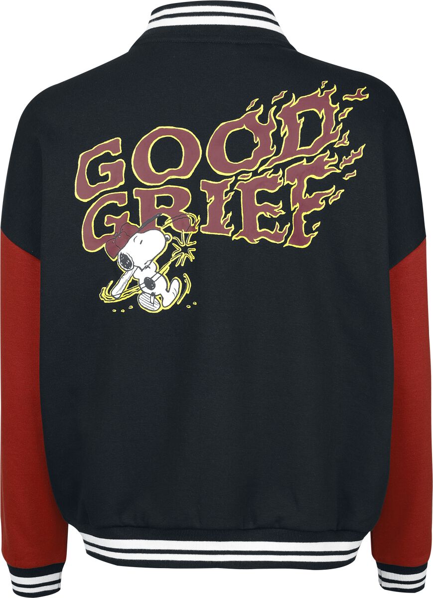 Good Grief Varsity Jacket – Black-Red Peanuts Jacket