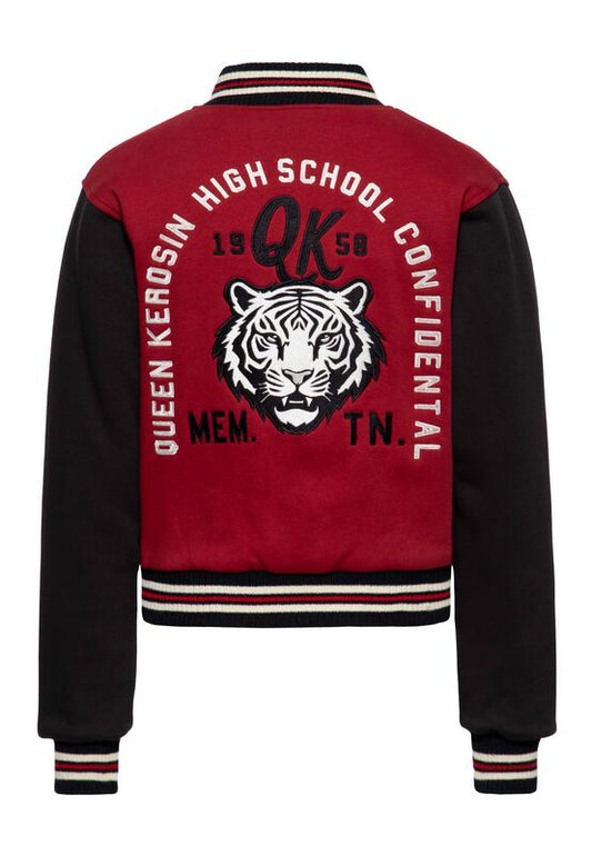 Bakersfield Highschool Varsity Jacket – Black-Red Mid-Season Jacket by Queen Kerosin