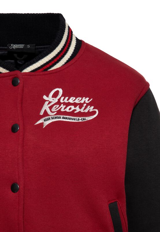 Bakersfield Highschool Varsity Jacket – Black-Red Mid-Season Jacket by Queen Kerosin