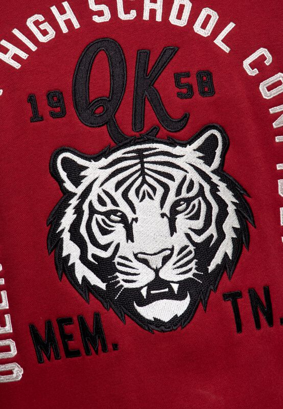 Bakersfield Highschool Varsity Jacket – Black-Red Mid-Season Jacket by Queen Kerosin
